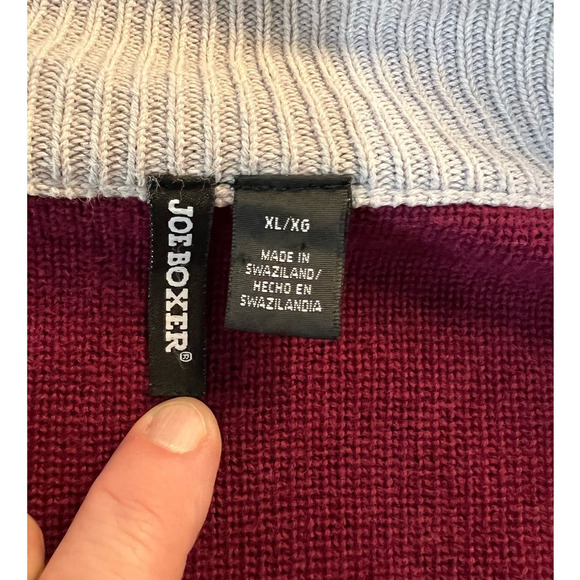 Joe Boxer Burgundy and Tan Color Block Zip Front Cardigan / Shacket Size XL - Picture 3 of 10